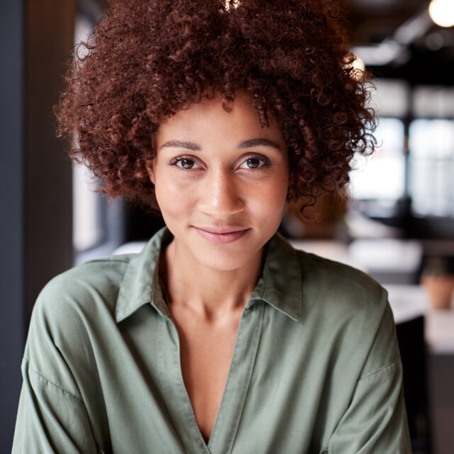 woman close up in office