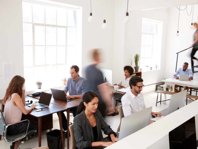 modern flex office with people