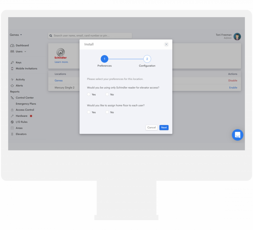 Genea and Schindler Elevator Controls Integration Snapshot
