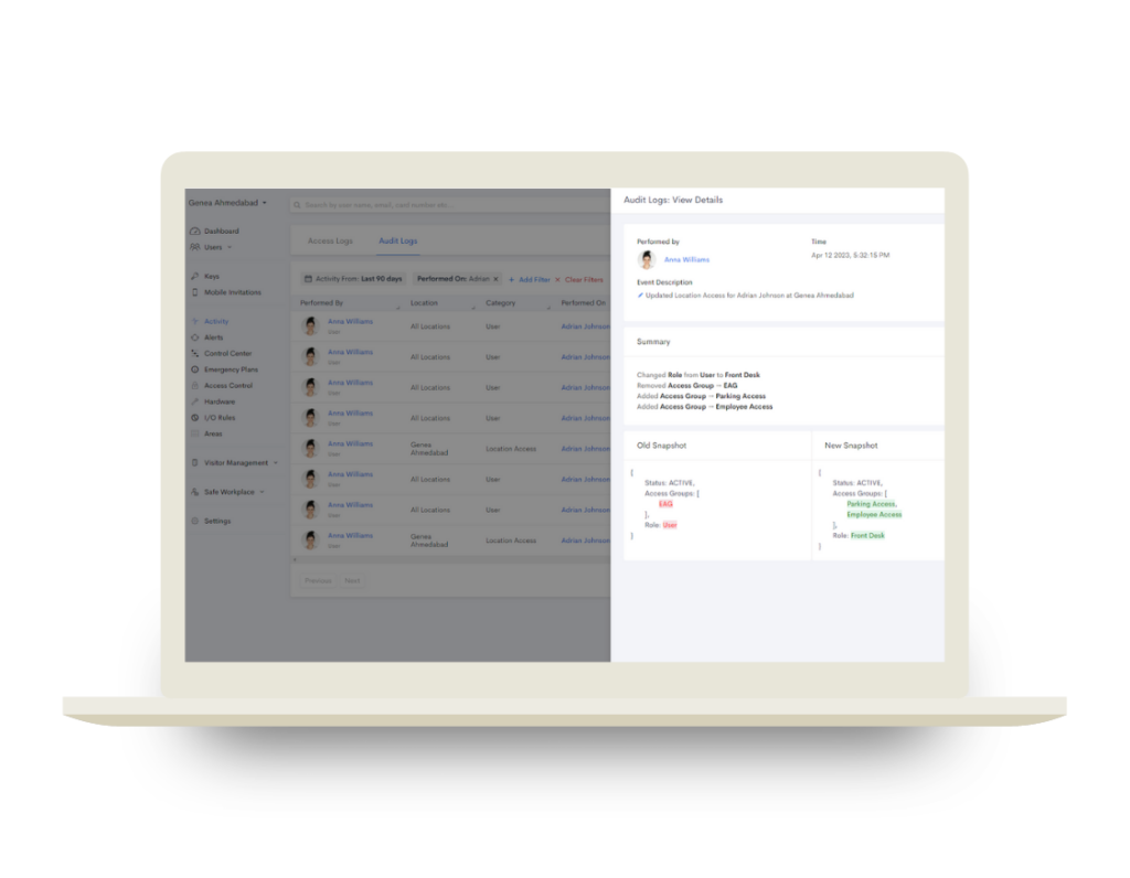 audit log screenshot