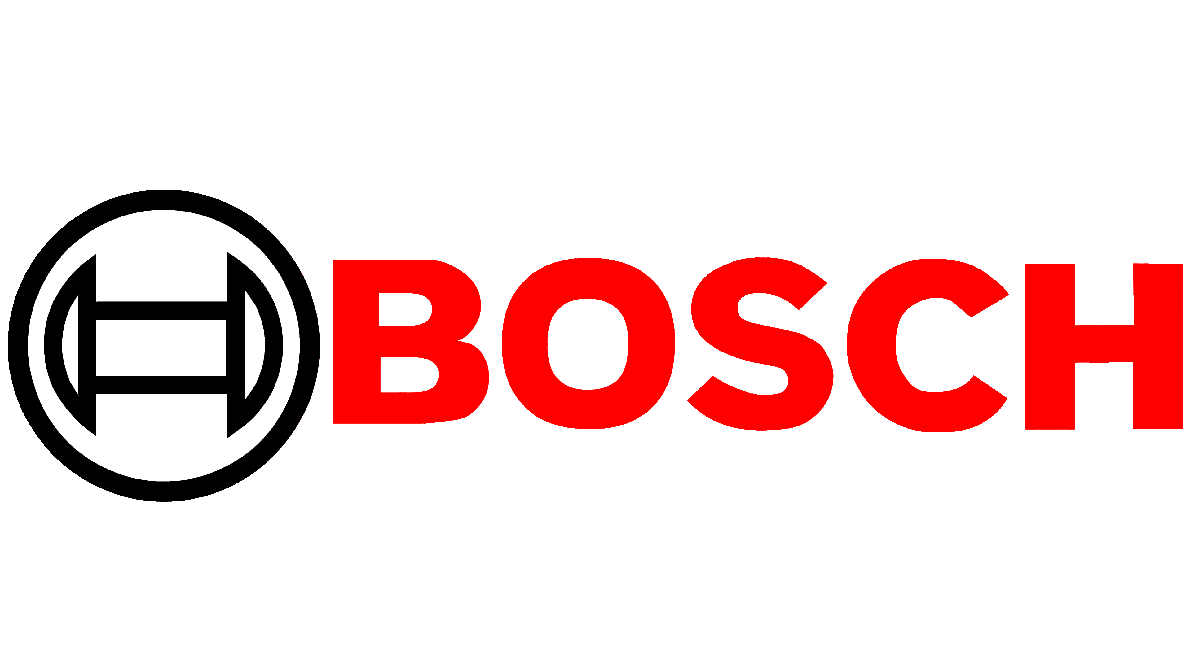 Bosch logo featuring a stylized mechanical part in a white circle on the left and the word BOSCH in bold red uppercase letters to the right, representing innovation in security and shooter detection technology.