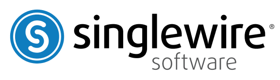 Singlewire Software logo featuring a blue circular icon with an intertwined S on the left, symbolizing singlewire integration, and the words singlewire software in black and gray text to the right.